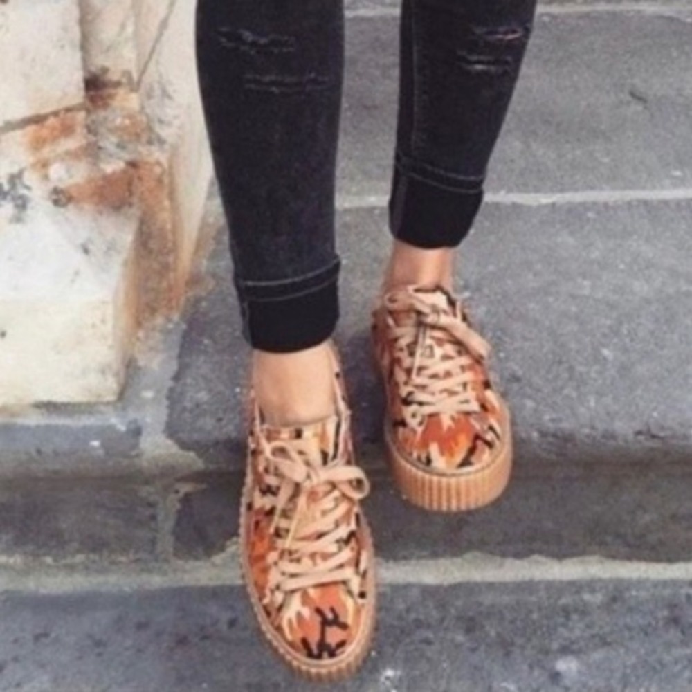 PUMA x Rihanna Fenty Creeper Women's Casual Sneaker Suede Urban Orange Camo 9